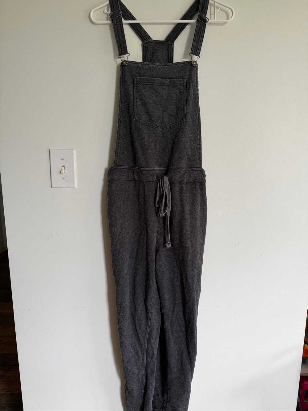 Wallflower Stretchy Casual Charcoal Tie-Waist Overalls - Women